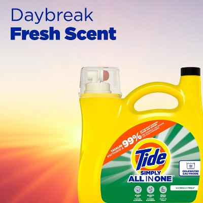 Tide Simply Daybreak Fresh Liquid Laundry Detergent - 117 fl oz: Cold Water and All-Temperature Detergent, Color Care, Spill-Resistant Lid, 89 Uses