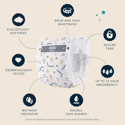 Millie Moon Luxury Diaper Cake - Size 1 - 50ct