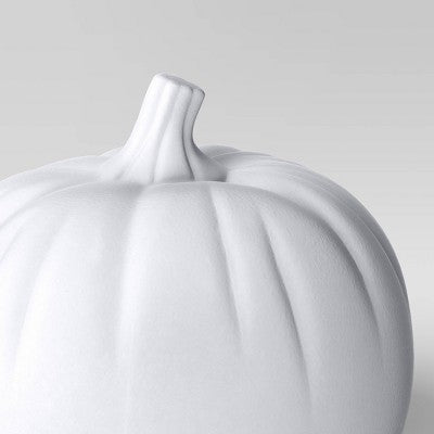 Plastic Halloween Flocked Decor White Pumpkin - Hyde & EEK! Boutique : Indoor Sculpture, No Battery Required