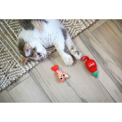 Quirky Kitty Purracha Hot Sauce and Shrimp Cat Plush Toy