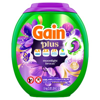 Gain Moonlight Breeze Super Flings Plus Laundry Detergents - 45ct