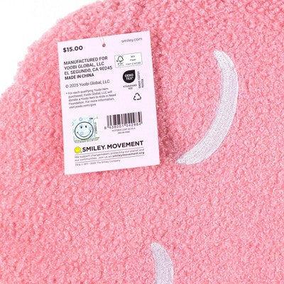 Yoobi SmileyWorld 16"x16" Round Tufted Smiley Face Throw Pillow Pink