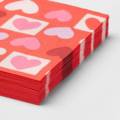 30ct Disposable Valentine's Day Heart Lunch Napkins Red/Pink/Purple - Spritz