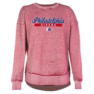 NBA Philadelphia 76ers Women's Burnout Crew Neck Fleece Sweatshirt - M