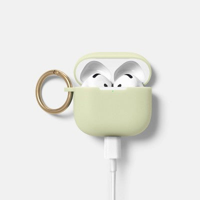 AirPods Pro (1/2 Generation) Recycled Silicone Case - heyday Matcha Green: Wireless Charging Compatible, Flip Cover & Carabiner