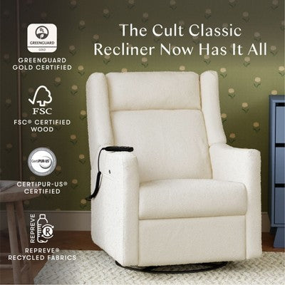 Babyletto Kiwi Deluxe Power Recliner and Swivel Glider with Heat and Massage - Performance Ivory Boucle (LOCAL PICKUP ONLY)