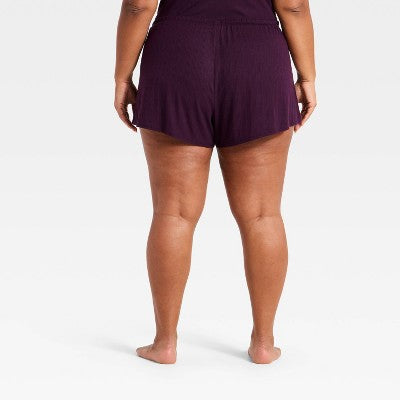 Women's Ribbed Cooling Jersey Pajama Shorts - Auden Purple 4X