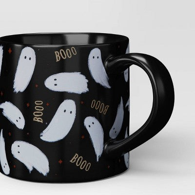 16oz Halloween Stoneware Mini Ghost/ Boo Print Mug Black - Hyde & EEK! Boutique