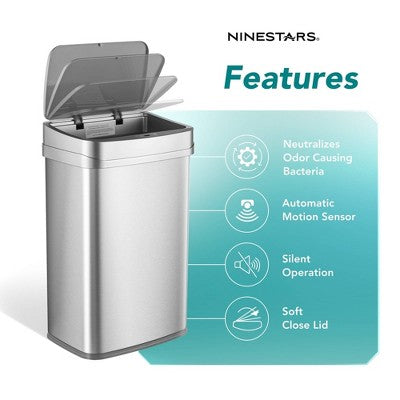 Nine Stars Odor Neutralizing Touchless Infrared Motion Sensor Trash Can Rectangular (LOCAL PICKUP ONLY)