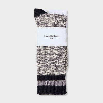 Men's Marl Crew Socks - Goodfellow & Co Black/Gray 6-12