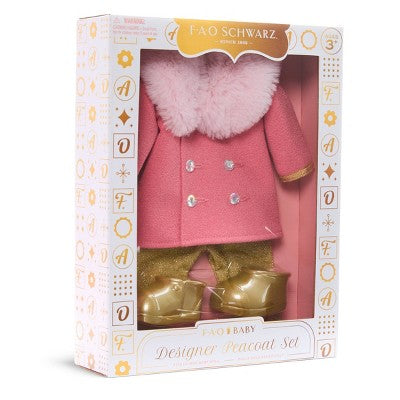 FAO Schwarz Toy Doll Fashion Coat and Pant: Baby Doll Clothing Set for 14-Inch Dolls, Polyester, 3-Piece Outfit