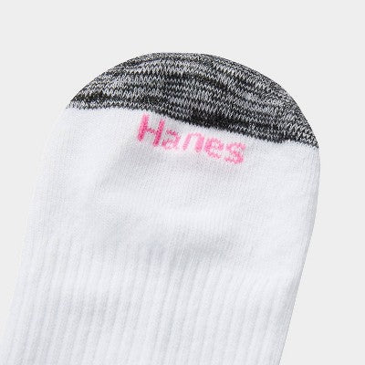 Hanes Premium Women's 6pk Cool Comfort Breathable Ankle Socks - White/Gray 5-9