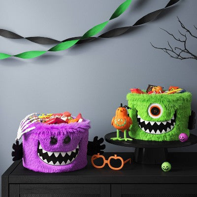 Purple Monster Spider Web Decorative Fabric Basket- Hyde and EEK! Boutique: Halloween