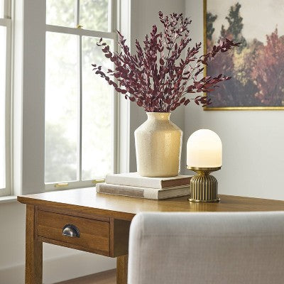 Brass Fluted and Frosted Glass Accent Table Lamp Brass/White - Hearth & Hand with Magnolia