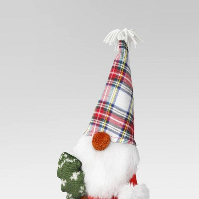 10.25" Fabric Gnome Holding Tree Christmas Figurine - Wondershop Red
