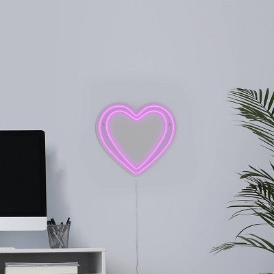 GEMS 'Heart Duo' Novelty Neon Wall Light - Red: LED Battery-Powered Decor