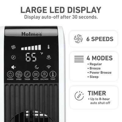 Holmes 40' Wi-Fi Tower Oscillating Fan with Clean Breeze (LOCAL PICKUP ONLY)