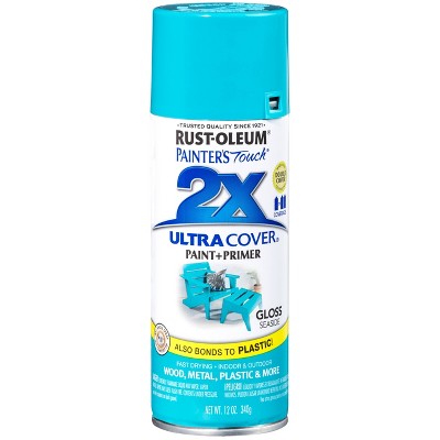 Rust-Oleum 12oz Painters Touch 2X Ultra Cover Spray Paint Aqua: Glossy Enamel for Interior & Exterior Surfaces
