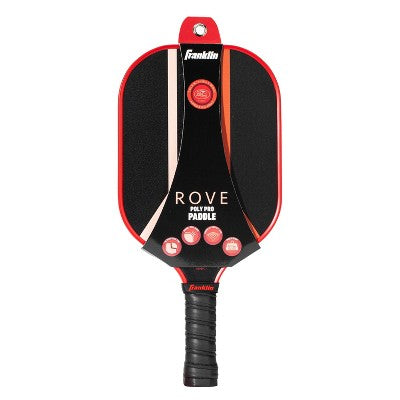 Franklin Sports 15.7'' Rove Traditional Pickleball Paddle - Black/Red/Orange: Fiberglass Construction, 4" Grip