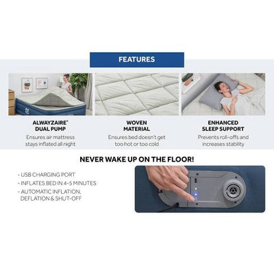 Sealy AlwayzAire Tough Guard Duvet Top Air Mattress Queen with Built-in Dual Pump (LOCAL PICKUP ONLY)