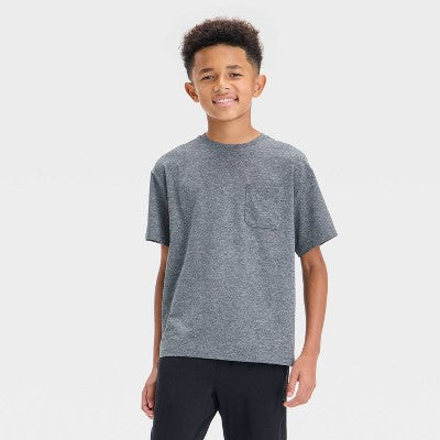 Boys' Ventilated Pocket T-Shirt - All In Motion Dark Gray L
