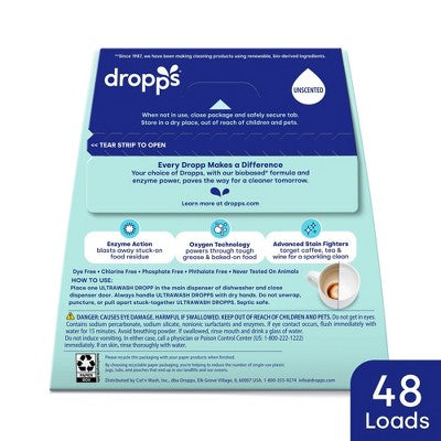 Dropps Dish UltraWash Biobased Detergent Pods - Unscented - 48ct