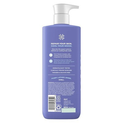 OLLY Cool Mood and Skin Vitamin-Infused Body Wash - Fresh Hinoki Mint - 17 fl oz: Deep Hydration, Paraben-Free, Sulfate-Free, Gel