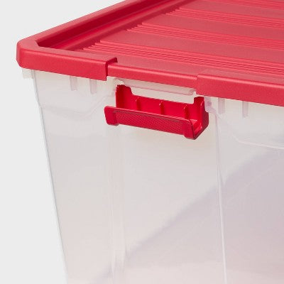 50gal Clear Christmas Stacker Box Clear Base Rocket Red Lid and Latch - Brightroom (LOCAL PICKUP ONLY)