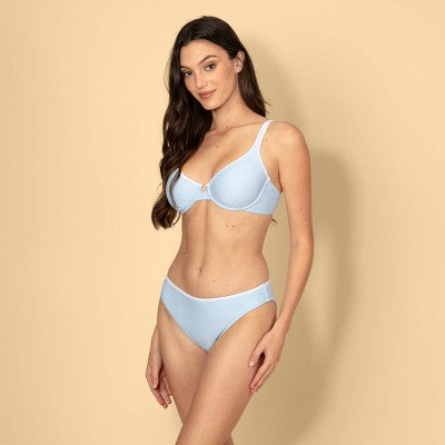 Solid & Striped Women's Contrast Binding Bikini Bottom - Blue M