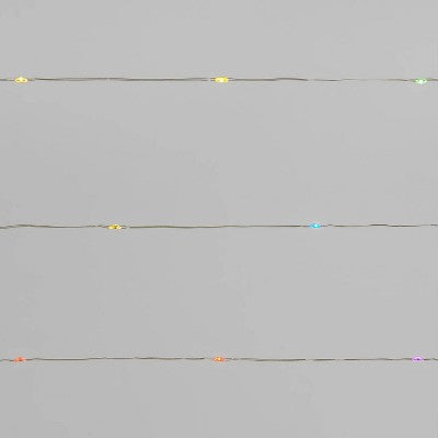30ct Battery Operated LED Twinkling Christmas Dewdrop Fairy String Lights Multicolor with Silver Wire - Wondershop
