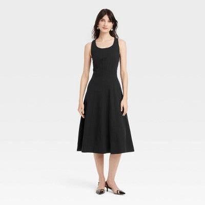 Women's Corset Midi A-Line Dress - A New Day Black SIZE 4