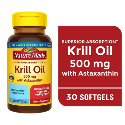 Nature Made Superior Absorption Krill Oil 500mg Softgels, Omega 3 Heart Health Support - 30ct