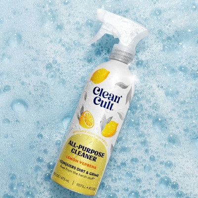 Cleancult All Purpose Cleaner - Refillable Aluminum Bottle - Lemon Verbena - 16 fl oz