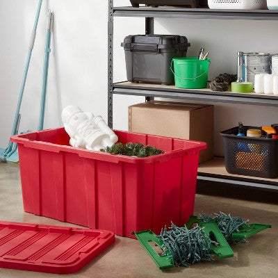 38gal HD Garage Tote - Rocket Red - Brightroom: Portable Lidded Utility Storage, 38 Volume, Plastic, 37.5" x 21.625" x 15.875" (LOCAL PICKUP ONLY)