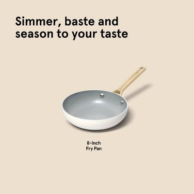 8" Nonstick Ceramic Coated Aluminum Frying Pan With Champagne Handle Cream - Figmint