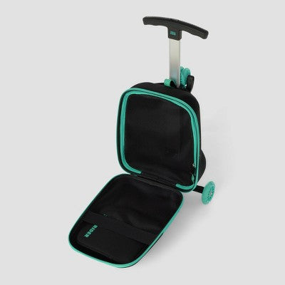 Roll Rider Softside Medium Checked Scooter Suitcase - Teal: Retractable Handle, 2 Wheels