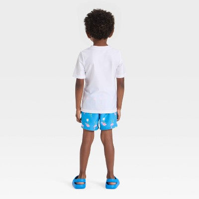 Toddler Boys' Skateboarding Flamingo Swim Set -Cat & Jack Blue 4T