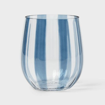 4pk 14 fl oz Striped Stemless Wine Glasses - Sun Squad
