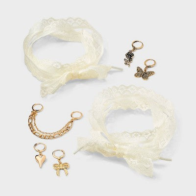 Bows and Butterfly Shoelace and Shoe Charm Set - Wild Fable Gold