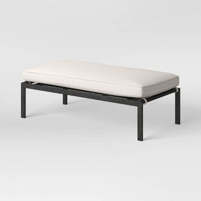 2pc Ryegate 4' Outdoor Mini Patio Lounge Set Daybed with Ottoman Weathered Teak - Threshold: Steel Frame, Rust-Resistant (LOCAL PICKUP ONLY)