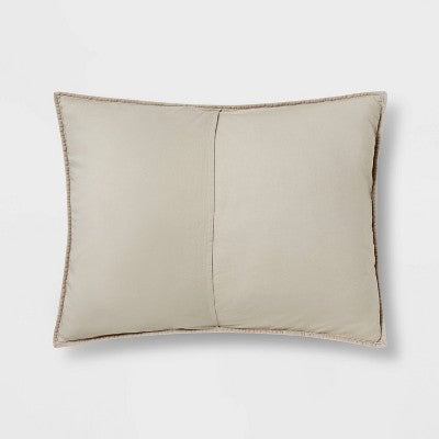 Standard Channel Stitch Velvet Quilt Sham Natural - Threshold: OEKO-TEX Certified, Cotton Backing, Machine Washable