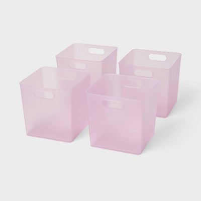6''x6.2'' 4pk Mini Decorative Storage Bin Pink Transparent - Brightroom
