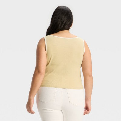 Women's Boat Neck Graphic Tank Top - Wild Fable Tan L