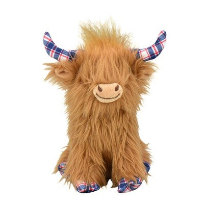Multipet Highland Cow Americana Plaid Interactive Plush Dog Toy