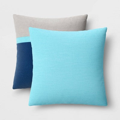 2pk Color Block Printed Woven Cotton Throw Pillows - Room Essentials: Abstract Pattern, Indoor Use, Knife Edge Design