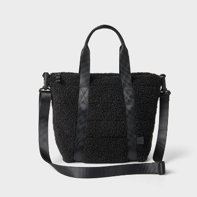 Faux Shearling Mini Tote Bag - All in Motion Black