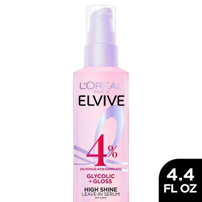 L'Oreal Paris Elvive Glycolic Gloss High Shine Leave-in Hair Serum - 4.4 fl oz: Paraben-Free, For All Hair Types, Daily Use
