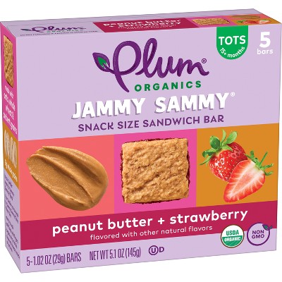 Plum Organics Jammy Sammy Snack Bars - Peanut Butter and Strawberry - 1.02oz/5ct