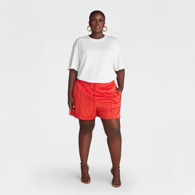 KBB by KAHLANA Women's Mid-Rise 'The Track Shorts' - Red XXL