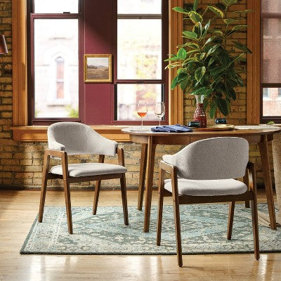 2pk Ingleside Open Back Upholstered Wood Frame Dining Chair Beige - Threshold (LOCAL PICKUP ONLY)
